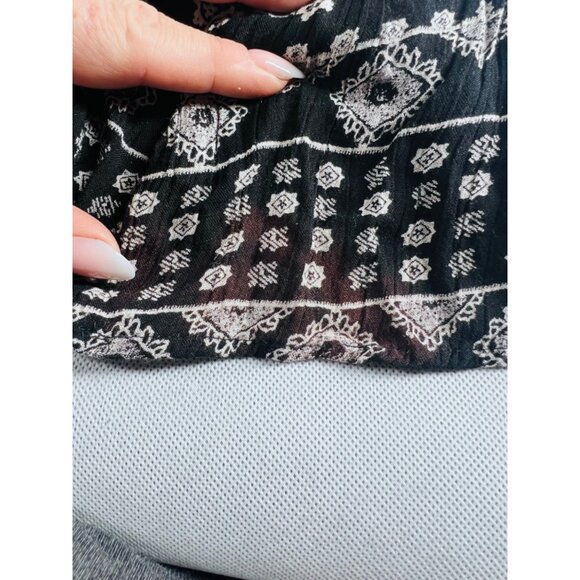 Angie Boho Dress Black & White Floral Print Long Sleeve Medium - Picture 7 of 10